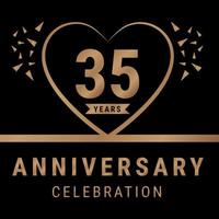 35 anni anniversario celebrazione logotipo. anniversario logo con d'oro colore isolato su nero sfondo, vettore design per celebrazione, invito carta, e saluto carta. eps10 vettore illustrazione