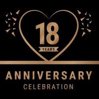 18 anni anniversario celebrazione logotipo. anniversario logo con d'oro colore isolato su nero sfondo, vettore design per celebrazione, invito carta, e saluto carta. eps10 vettore illustrazione