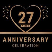 27 anni anniversario celebrazione logotipo. anniversario logo con d'oro colore isolato su nero sfondo, vettore design per celebrazione, invito carta, e saluto carta. eps10 vettore illustrazione