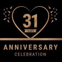 31 anni anniversario celebrazione logotipo. anniversario logo con d'oro colore isolato su nero sfondo, vettore design per celebrazione, invito carta, e saluto carta. eps10 vettore illustrazione