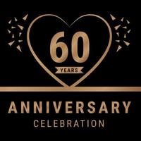 60 anni anniversario celebrazione logotipo. anniversario logo con d'oro colore isolato su nero sfondo, vettore design per celebrazione, invito carta, e saluto carta. eps10 vettore illustrazione