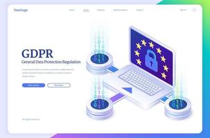 gdpr, generale dati protezione isometrico atterraggio vettore