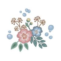 fiori selvatici rosa e blu vettore