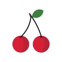 Due ciliegia frutti di bosco icona, piatto stile vettore