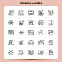 schema 25 tradizionale marketing icona impostato vettore linea stile design nero icone impostato lineare pittogramma imballare ragnatela e mobile attività commerciale idee design vettore illustrazione