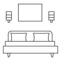 addormentato camera letto icona, schema stile vettore