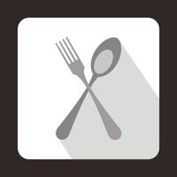 cucchiaio e forchetta icona nel piatto stile vettore