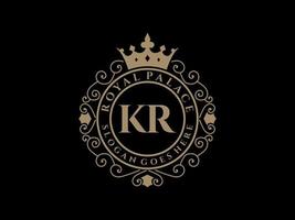 lettera kr antico reale lusso vittoriano logo con ornamentale telaio. vettore