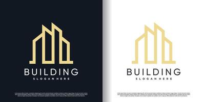 edificio logo design con moderno concetto premio vettore