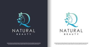 natura bellezza logo modello con lettera q concetto premio vettore