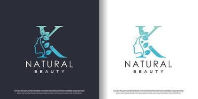 natura bellezza logo modello con lettera K concetto premio vettore