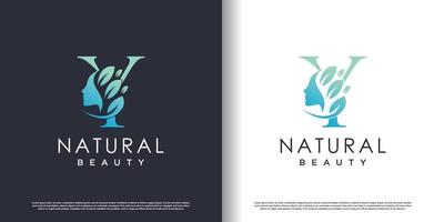 natura bellezza logo modello con lettera y concetto premio vettore