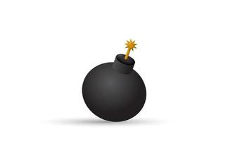 illustrazione icona 3d nero bomba ardente isolato su bianca sfondo vettore