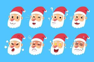 vettore cartone animato Santa Claus facce mostrando diverso emozioni