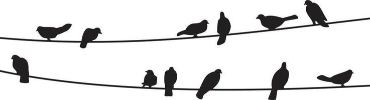 uccello su filo nero vettore illustrazione