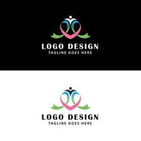 cuore forma cancro nastro logo design vettore