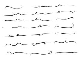 mano disegnato impostato di sottolineare, Riccio fruscii, sciabordi, piomba. vortice. evidenziare testo elementi. vettore illustrazione