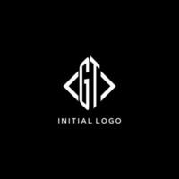 gt iniziale monogramma con rombo forma logo design vettore