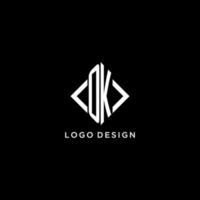 ok iniziale monogramma con rombo forma logo design vettore