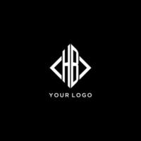 hb iniziale monogramma con rombo forma logo design vettore