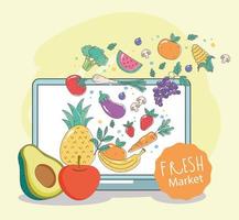 menu sano e composizione di e-commerce di cibi freschi vettore