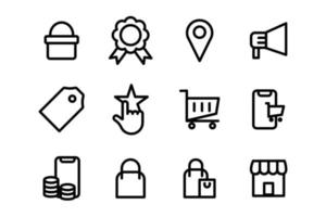 collezione di in linea negozio icona per digitale attività commerciale. semplice ictus linea arte icona design vettore