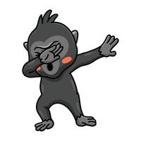 carino poco crestato nero macaco cartone animato danza vettore