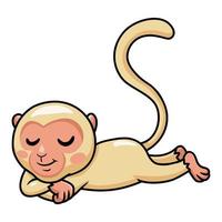 carino poco albino scimmia cartone animato addormentato vettore