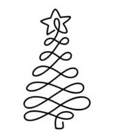 Natale vettore pino abete albero linea arte con stella. continuo uno linea disegno. illustrazione minimalista design per Natale e nuovo anno genere concetto