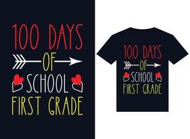 100 giorni di primo grado illustrazioni per pronti per la stampa magliette design vettore