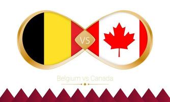 Belgio contro Canada d'oro icona per calcio 2022 incontro. vettore