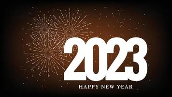 2023 contento nuovo anno saluto carta con colorato fuochi d'artificio sfondo vettore
