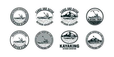 collezione di retrò Vintage ▾ montagna, rafting, kayak, pagaiare, canoa campo logo, etichette e badge