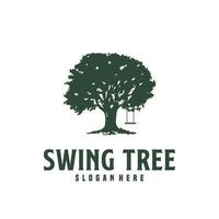 verde swing albero logo. vecchio terreno di gioco logo design modello vettore