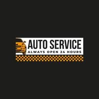 auto servizio 24 ore logo. auto riparazione logo design modello vettore