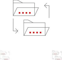 cartella documento file file condivisione condivisione grassetto e magro nero linea icona impostato vettore
