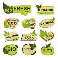 set di badge per alimenti biologici, eco, freschi vettore