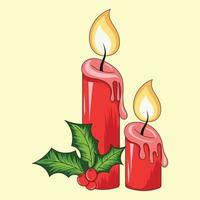 Natale ardente candela vettore