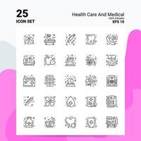 25 Salute cura e medico icona impostato 100 modificabile eps 10 File attività commerciale logo concetto idee linea icona design vettore