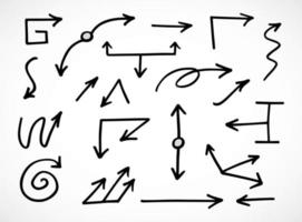 set vettoriale di frecce disegnate a mano, elementi per la presentazione