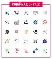 coronavirus prevenzione impostato icone 25 piatto colore icona come come disco scansione chiamata selezione scansione virale coronavirus 2019 nov malattia vettore design elementi
