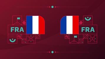 Francia bandiera per 2022 calcio tazza torneo. isolato nazionale squadra bandiera con geometrico elementi per 2022 calcio o calcio vettore illustrazione