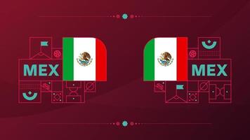 Messico bandiera per 2022 calcio tazza torneo. isolato nazionale squadra bandiera con geometrico elementi per 2022 calcio o calcio vettore illustrazione