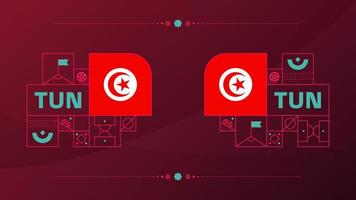 tunisia bandiera per 2022 calcio tazza torneo. isolato nazionale squadra bandiera con geometrico elementi per 2022 calcio o calcio vettore illustrazione