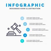 politica legge campagna votazione linea icona con 5 passaggi presentazione infografica sfondo vettore