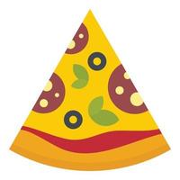 Pizza fetta icona, piatto stile vettore
