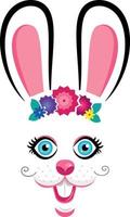 maschere da coniglio con orecchie rosa e fiori vettore
