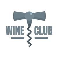 vino club cavatappi logo, piatto stile vettore