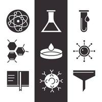 set di icone di biologia, chimica e scienza vettore