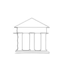 continuo linea disegno Tribunale Casa e banca icona illustrazione vettore